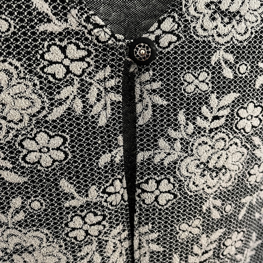 Vintage Black Floral Women's Top with single button - Picture 2 of 5